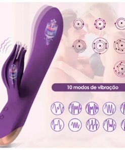 Vibrador com Estimulador Rabbit - Recarga USB - 10 modos de vibração - EMBALAGEM PLÁSTICA